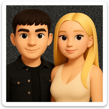 Slightly increase the volume of the upper body of the girl, slightly turn her to face forward, and make the skin color uniform. Maintain the cartoonish 3D style as in the reference image. sticker