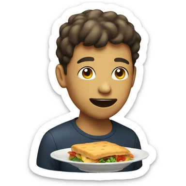 a person eat sticker