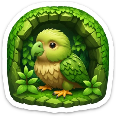 kakapo inside a lush cave sticker
