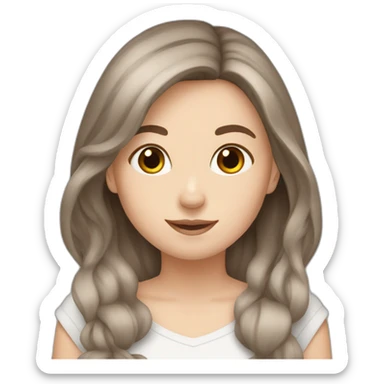 White Girl brown hair anD two Grey bunnies sticker