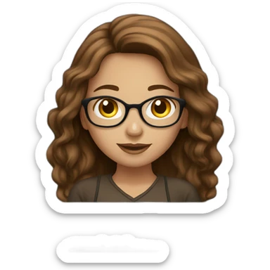 Beautiful programmer girl with brown hair working with MacBook sticker