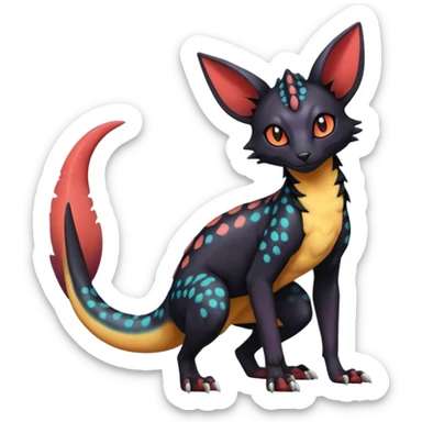 Dark magma-gradients-colored Salandit-Umbreon-Genet-Noivern-Noibat-Serval-Hybrid (Full body) sticker