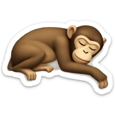 A monkey sleeping tucked in bed sticker