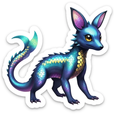 Pastel Iridescent Shiny Sparkly Exotic Salandit-Umbreon-Fakémon-hybrid-creature (full body)  sticker
