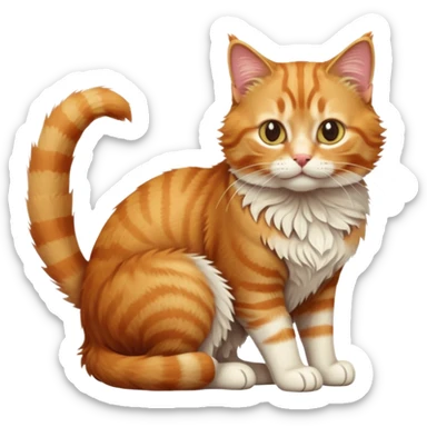 cinematic-[Ginger tabby cat]-realistic-full-body-sitting-emoji,-tail-curled-playfully-around-its-paws,-head-tilted-dramatically,-scruffy-[ginger]-fur,-simplified-yet-realistic-focused-features,-highly-detailed,-glowing-with-an-almost-sarcastic-glow sticker