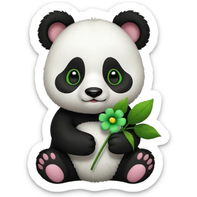 panda holding flower sticker