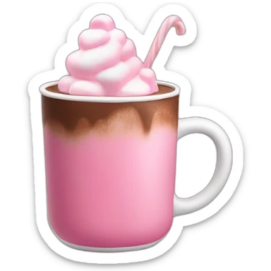 hot chocolate with pink marshmallow sticker