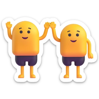 Combine these two characters as a couple, standing together in a friendly pose, keeping their original 3D Microsoft fluent emoji style, with no background. sticker