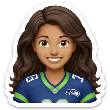Long wavy Dark brown hair seahawks fan female sticker