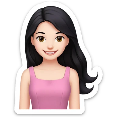 Business dress pink woman caucasian long black hair girl sticker