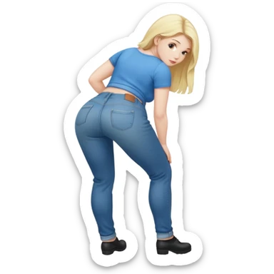 Naked blonde girl bending over with fat ass sticker