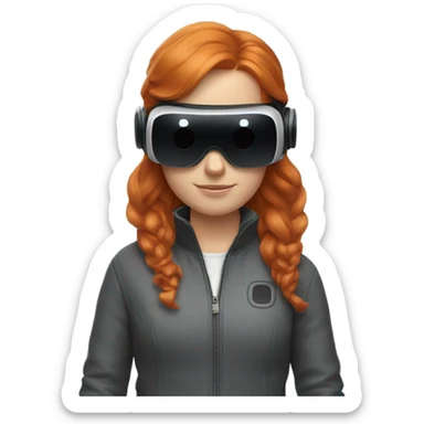 ginger hair girl with vr goggles on sticker
