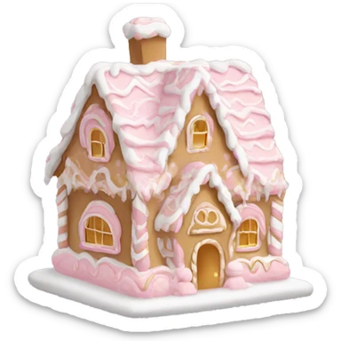 light pink and gold and white gingerbread house sticker