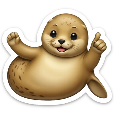 Seal laying on its side giving a thumbs up sticker