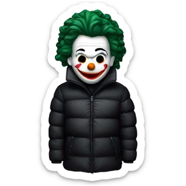 joker in a black moncler puffer jacket, rich sticker