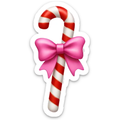 candy cane with pink bow sticker