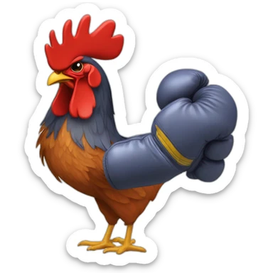 A rooster with boxing gloves gánster sticker