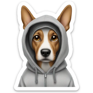 Dog wearing in hoodie  sticker