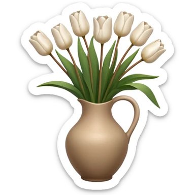 White tulips in a light brown vace sticker