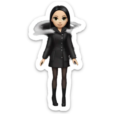Fun ‘n Fur Barbie, teen Wednesday Addams, cape,veil,funeralwear,showing off, show full body,accessories coat gloves  sticker