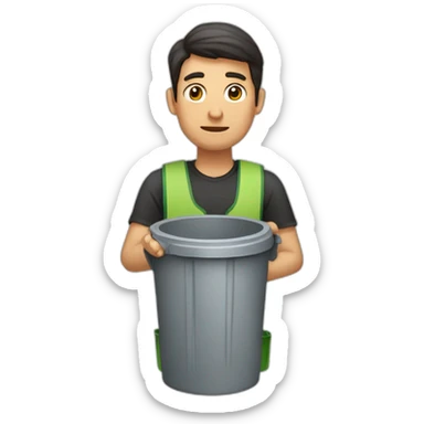 un hombre tirando la basura en el trabjo sticker