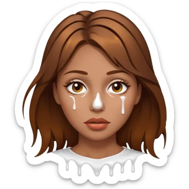 Brown Hair, Woman, white paint drip, face, hot, Sexy, lips sticker