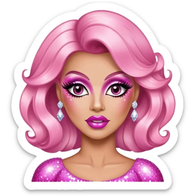 pink drag queen glitter sparkles babe girl makeup diva brat sticker