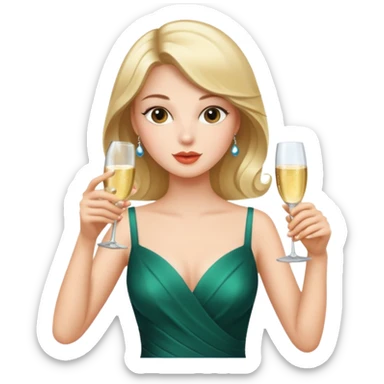 elegant model sipping champagne, hyper realistic sticker
