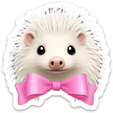 Albino hedgehog with a pink bow sticker
