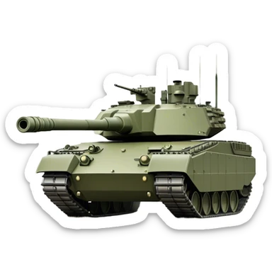 Challenger 2 (2018) – Cinematic-realistic Challenger 2 tank, its massive olive-drab frame pushing through a battlefield covered in thick fog. The powerful rifled gun steadies on a distant target, while its heavy Chobham armor deflects small arms fire, the battlefield illuminated by the glow of flares overhead. sticker