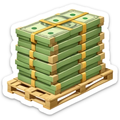 pallet full of money perfectly stacked sticker