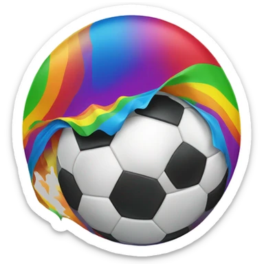 soccer ball with rainbow sticker