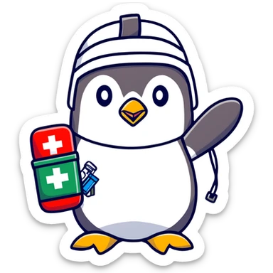 penguin medic with first aid kit and helmet sticker