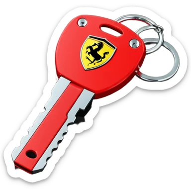 red Ferrari key with a black background sticker