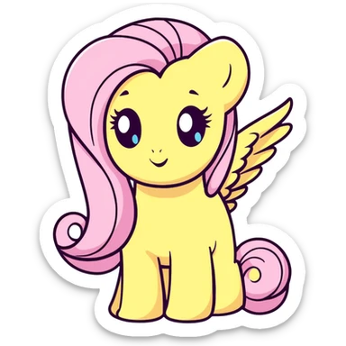 cute cartoon sticker of Fluttershy in pastel colors sticker