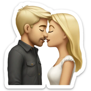 blonde girl kisses brunette guy sticker