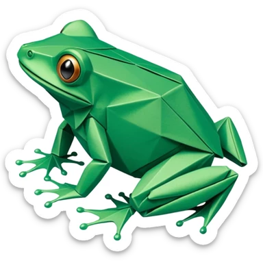 green origami frog  sticker