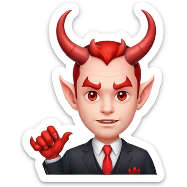 devil businessman with horns and suit selling courses sticker