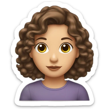 un emoji d’une fille brune,les cheveux bouclés onduler. Elle possède de grandes lèvres et est un peu joufflue. Elle possède aussi de beaux yeux vert.  sticker