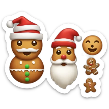 santa, snowman, gingerbread sticker