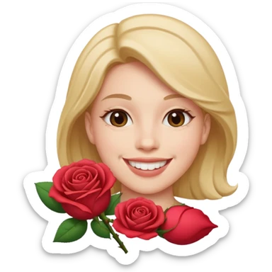 Smile with rose in mouth sticker