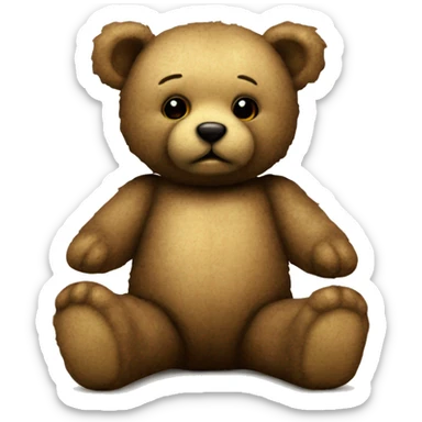coquette aesthetic, old looking worn teddy bear sticker