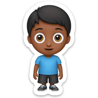 miniature black character cheerful big eyes sticker