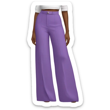 Realistic isolated pair of high waist long wide leg dressy casual pants in purple sticker