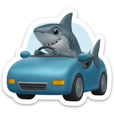 Shark driving a car sticker