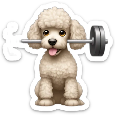 A poodle lifting a barbell sticker