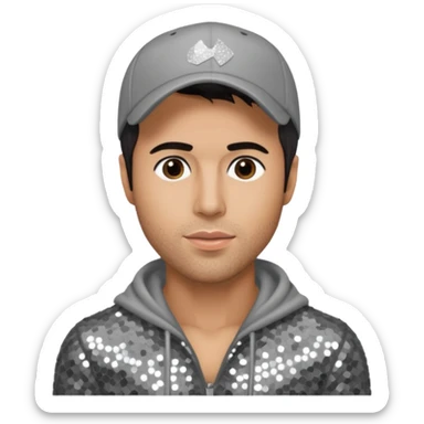 Enrique Iglesias with gray sequin outfit sticker