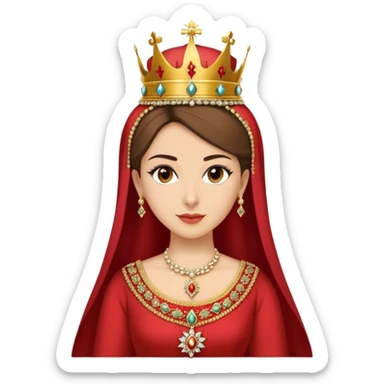 Ottoman queen with red dress and crown, imperial Turkish royal attire sticker