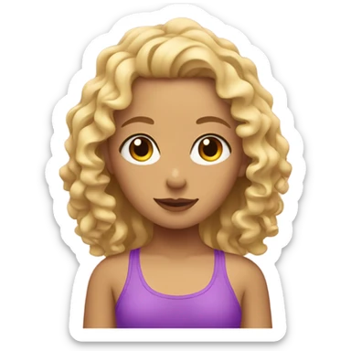 girl with curly blonde hair and a tan swimming in a pool   sticker