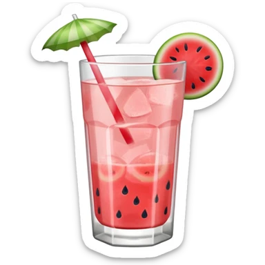 very light pink lemonade in glass with slice of watermelon on rim no straw sticker